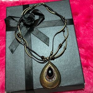 Vintage Pear Clustered Metal Pendant Necklace